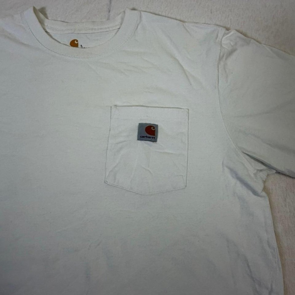 Carhartt White Pocket T Shirt Mens Large Original Fit Workwear Tee - Picture 2 of 4